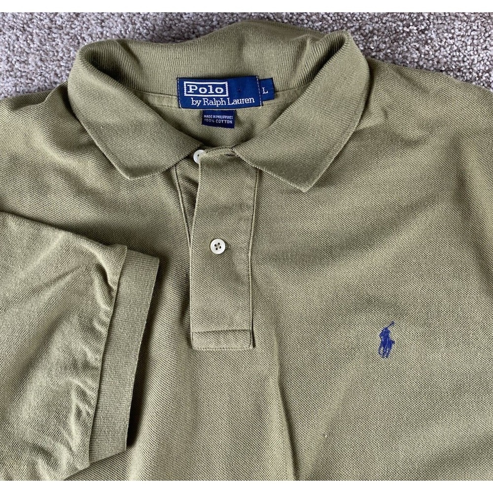 Polo Ralph Lauren Soft Cotton Polo Solid Green Mens L Blue Pony Preppy Cotton